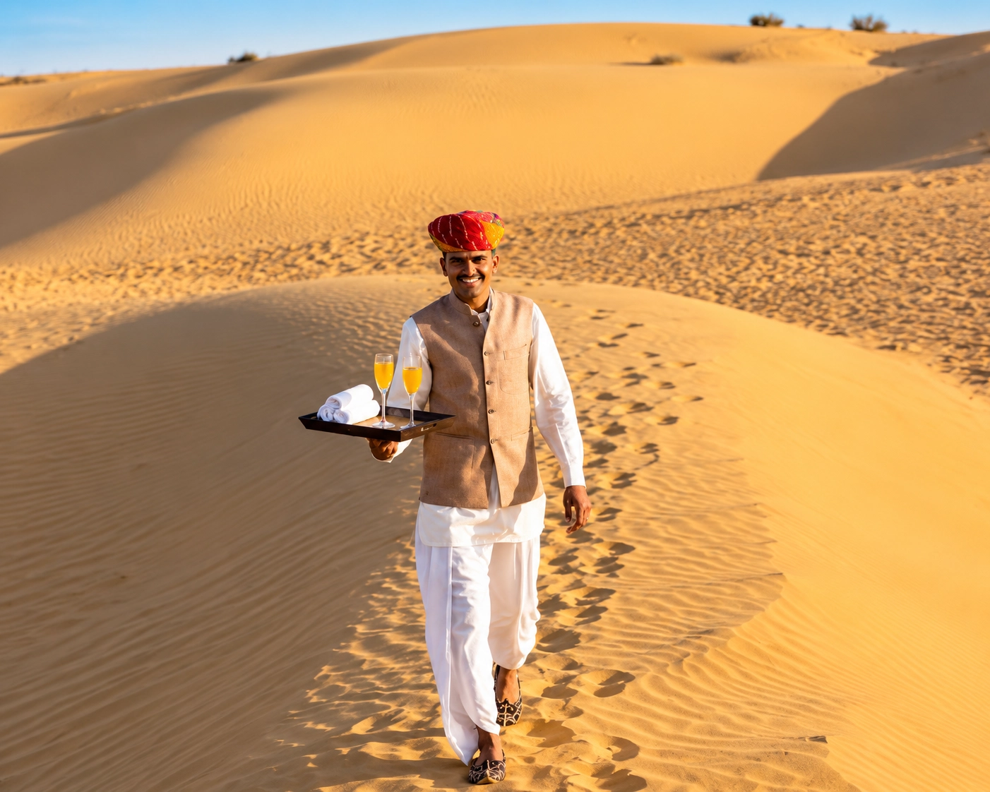 Warm Rajasthani hospitality at a Vande Tour and Desert Safari desert camp